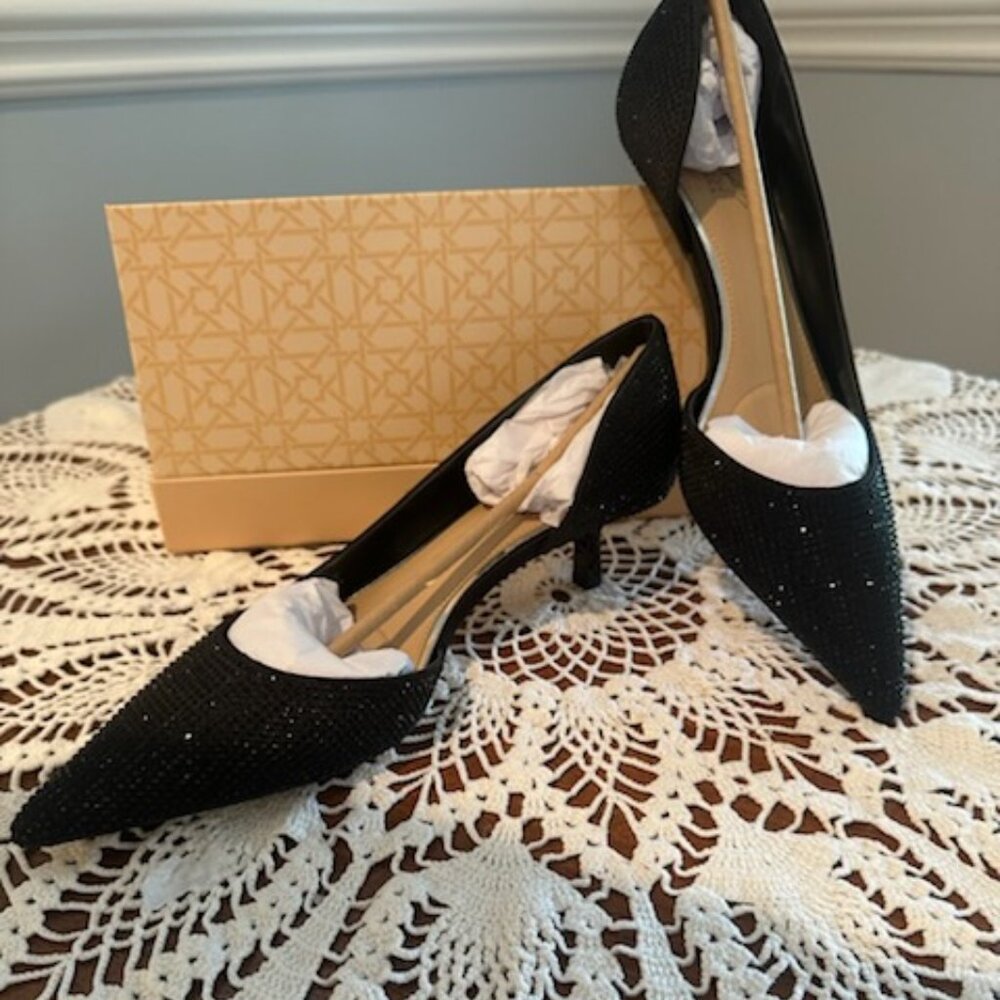 Badgley Mischka Jewel "Teegan" pointed-toe Half D'Orsay Kitten Heels